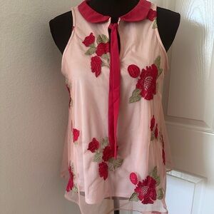 Disney Pink and Red Floral Blouse